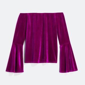 MIXED THREADS Purple Off The Shoulder Bell Sleeve Top, Medium, NWOT